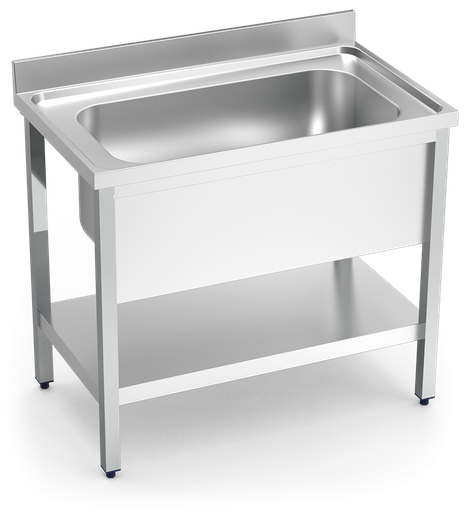 [056228] Aigüera *inox amb suport amb *entrepaño sèrie 700 1 cubeta gran capacitat faldó complet