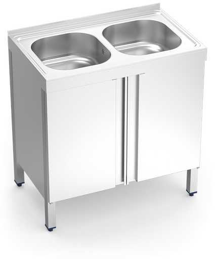 [051210] Aigüera *inox amb portes abatibles sèrie 500 2 cubetes