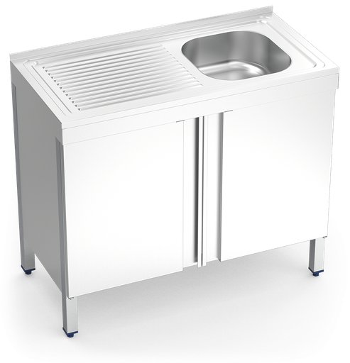 [051218] Fregadero inox con puertas abatibles serie 500 1 cubeta 1 escurridor izquierda