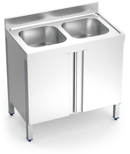 [055422] Aigüera *inox amb portes abatibles sèrie 600 2 cubetes