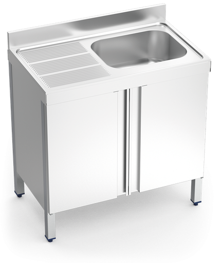 [056612] Fregadero inox con puertas abatibles serie 700 1 cubeta 1 escurridor izquierda