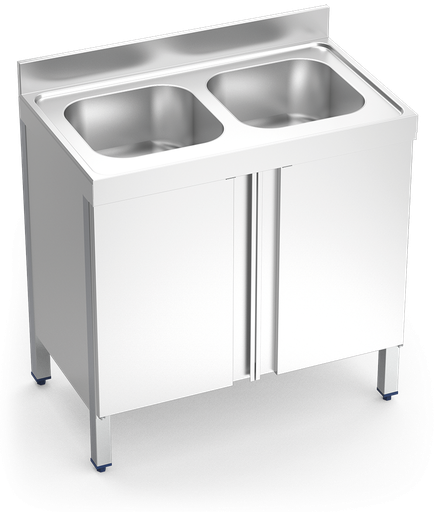 [056622] Aigüera *inox amb portes abatibles sèrie 700 2 cubetes