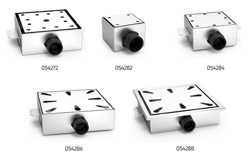 [054282] Sumidero sifónico con cestillo salida horizontal en acero inoxidable