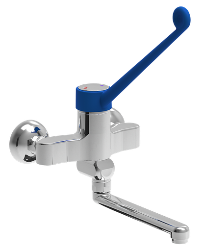 [463234] Grifo mural doble entrada de accionamiento a codo caño bajo Serie Monoblock