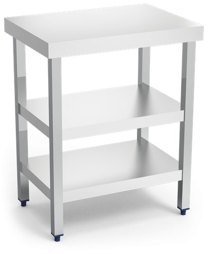 [074402] Mesa central con2 entrepaños. Especial cortadoras de fiambre.