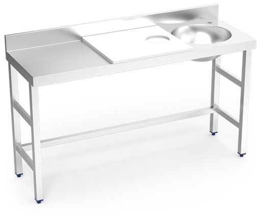 [072870] Mesa de preparación y lavado inox 1500 mm blanca 1 agujero cubeta derecha