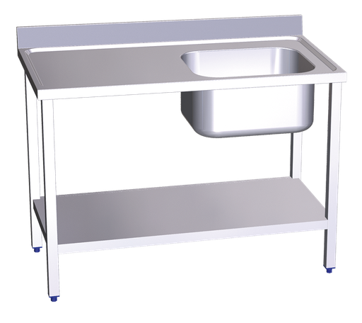 [075204] Mesa mural *inox de Xef amb *entrepaño, cubeta *dcha