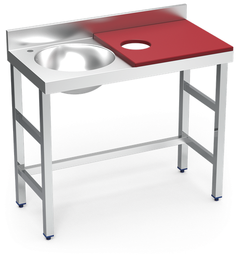 [072802] Mesa de preparació i rentada *inox 1000 mm vermella cubeta esquerra