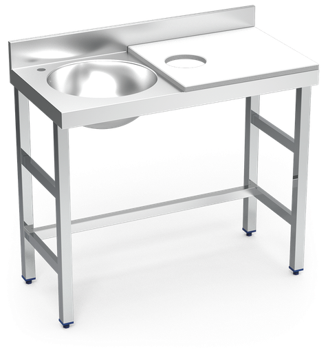 [072852] Mesa de preparación y lavado inox 1000 mm blanca cubeta izquierda