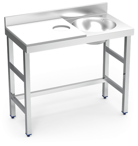 [072860] Mesa de preparació i rentada *inox 1000 mm blanca cubeta dreta