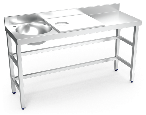 [072862] Mesa de preparación y lavado inox 1500 mm blanca 1 agujero cubeta izquierda
