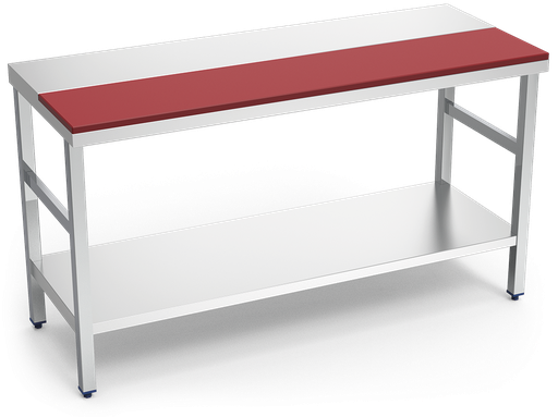 [071602] Mesa de preparació central amb *entrepaño, vermella