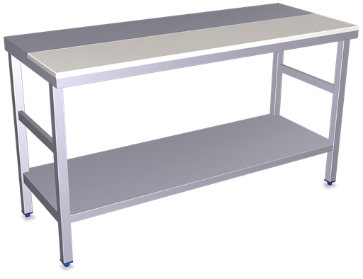 [071652] Mesa de preparación central con entrepaño, blanca