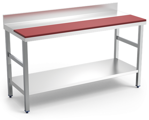 [072002] Mesa de preparación mural con entrepaño, roja