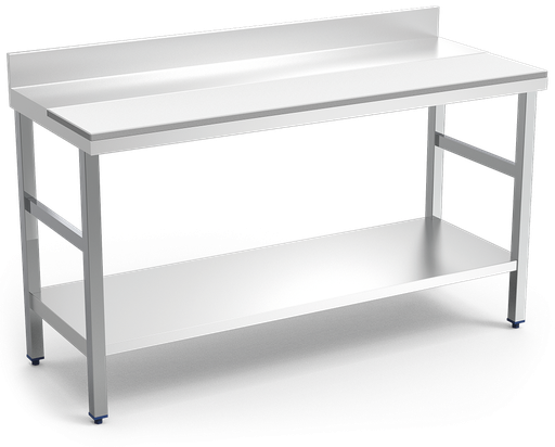 [072052] Mesa de preparación mural con entrepaño, blanca