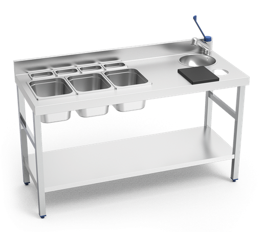 [075250] Mesa especial barman inox con grifo y cubetas