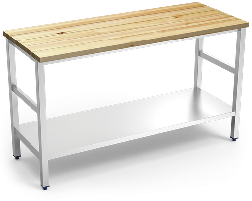 [076808] Isla de cocina inox con encimera de madera