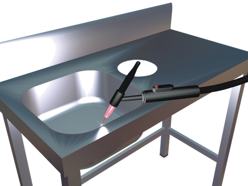 [057008] Fregadero inox rectangular soldado a mesa