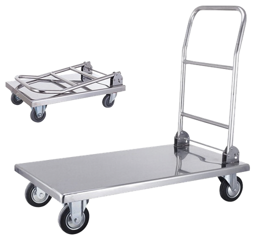 [480252] Carro de plataforma inox con asa retráctil