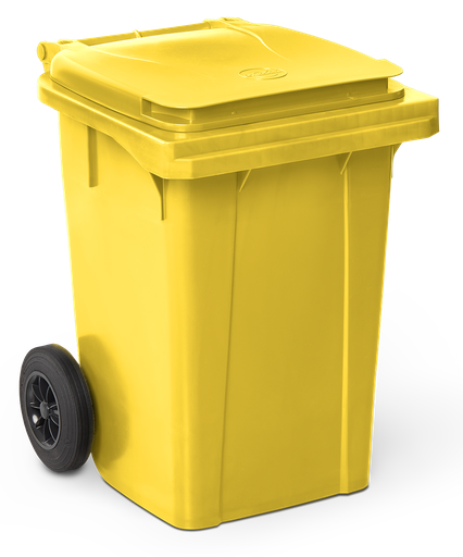 [486044] Contenedor de desperdicios con tapa y ruedas amarillo 60 lts.