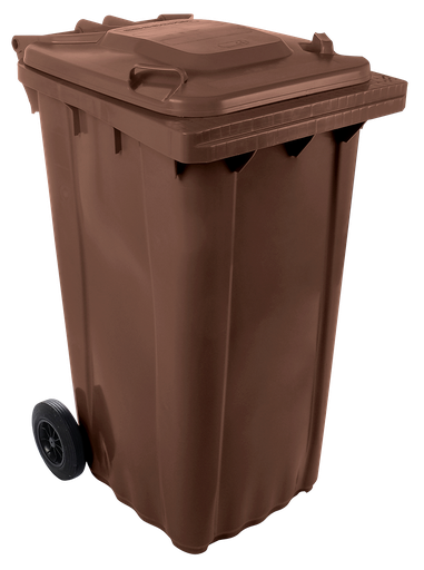 [486088] Contenidor de desaprofitaments amb tapa i rodes marró 240 *lts.