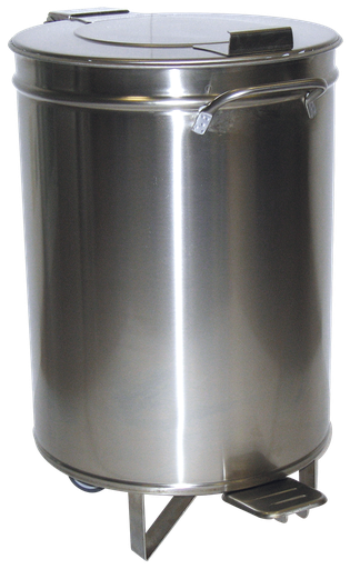 [486006] Contenidor *inox amb tapa i rodes desmuntables a pedal