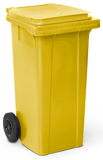 [486030] Contenedor de desperdicios con tapa y ruedas amarillo 120 lts.