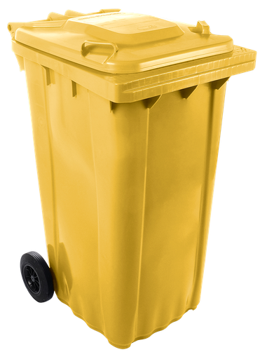 [486080] Contenedor de desperdicios con tapa y ruedas amarillo 240 lts.