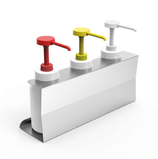 [040242] Conjunto dispensador de 3 salsas con dosificadores y soporte