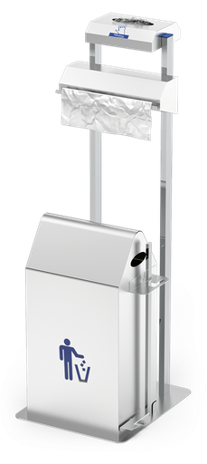 [990140601] Conjunto dispensador de guantes y bolsas en rollo con papelera basculante a pedal