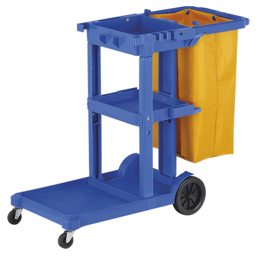 [465618] Carro de limpieza multifunción con bolsa, plataforma y 3 bandejas