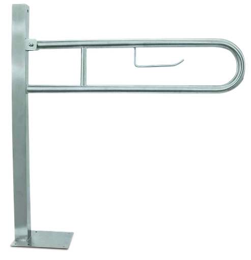 [481670] Barra de apoyo inox abatible. Anclaje a suelo