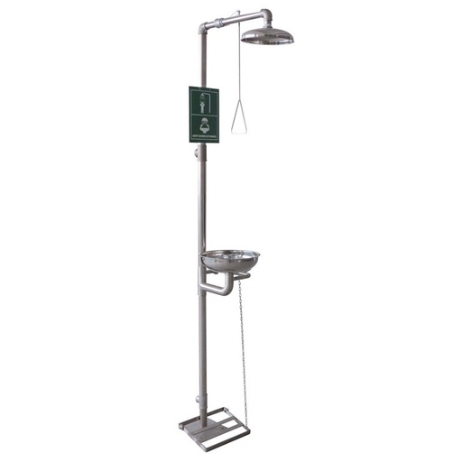 [11011] DUCHA DE OJOS INOX, inox de pedestal con pileta y pedal