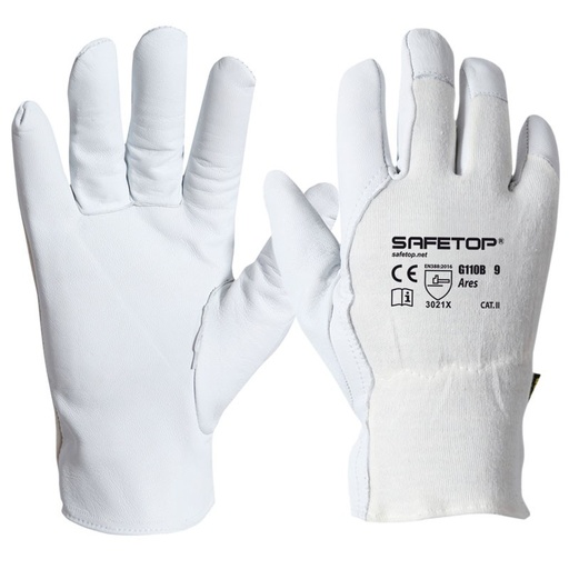 [G110B] Ares, Guante de Algodón y Piel Flor de Cabra